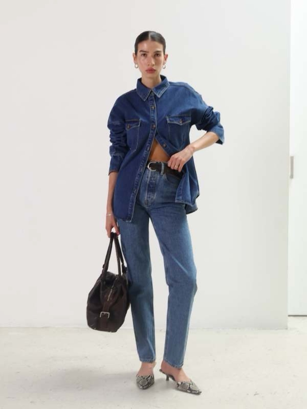 ÉTICA Leia Ultra High Rise Straight Jeans Bluestone Size 26 NWT